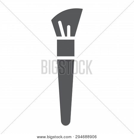 Makeup Brush Glyph Icon, Makeup And Cosmetic, Angled Brush Sign, Vector Graphics, A Solid Pattern On