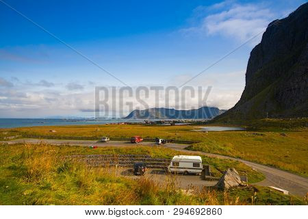 Eggum, Norway - August 22,2017: View From The Old Radar Station On The Coast In Eggum, Lofoten Islan