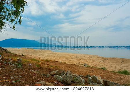 Top View Of Pakse, Mekong River In Laos