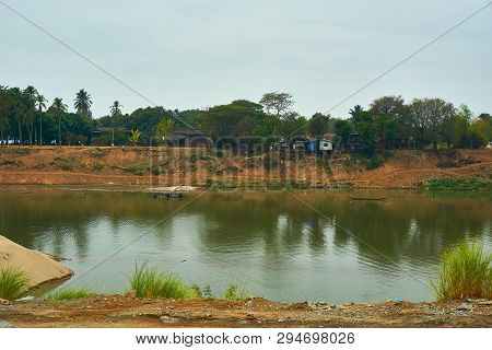 Top View Of Pakse, Mekong River In Laos