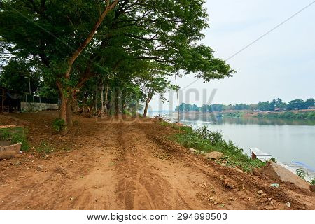 Top View Of Pakse, Mekong River In Laos