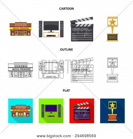 Vector Design Of Television And Filming Symbol. Collection Of Television And Viewing Vector Icon For