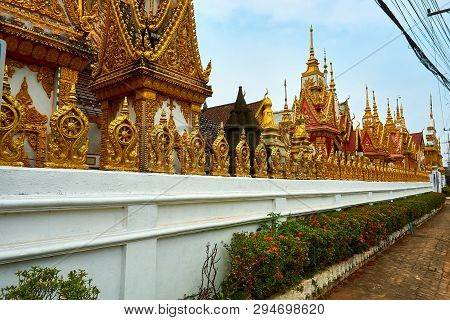 Temple In Pakse Laos In March At Sunny Day