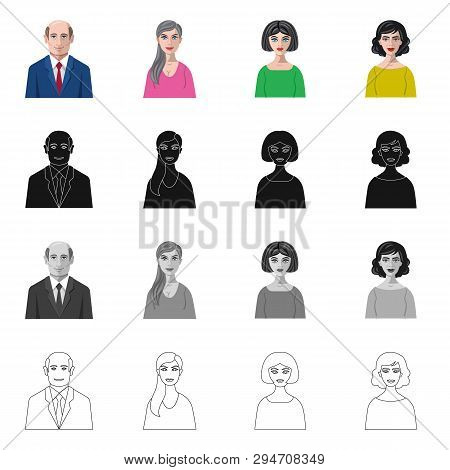 Vector Design Of Hairstyle And Profession  Icon. Set Of Hairstyle And Character  Vector Icon For Sto