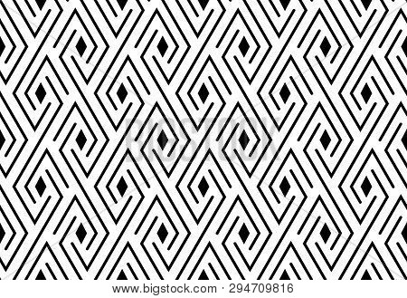 Abstract Geometric Pattern. A Seamless Background. White And Black Ornament. Graphic Modern Pattern.