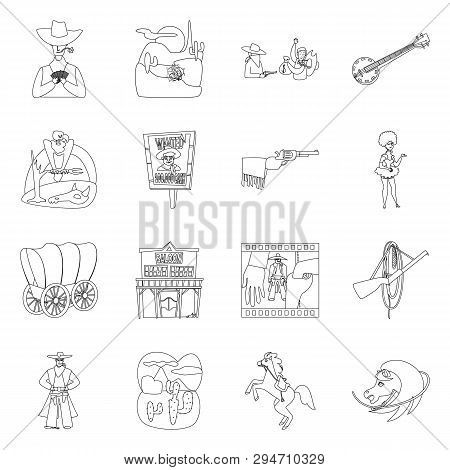 Vector Design Of Western And American Symbol. Collection Of Western And Farm Stock Symbol For Web.