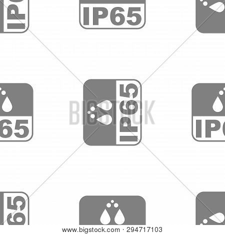 Ip65 Protection Certificate Standard Icon Seamless. Water And Dust Or Solids Resistant Protected Sym