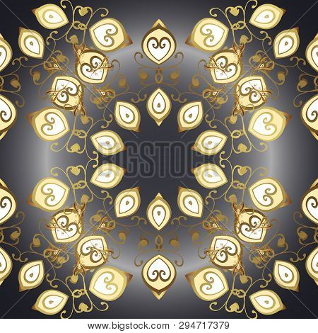 Nice Pattern For Wrapping Paper Vector. Sketch Cute Background. Doodles Gray, Brown And Beige On Col
