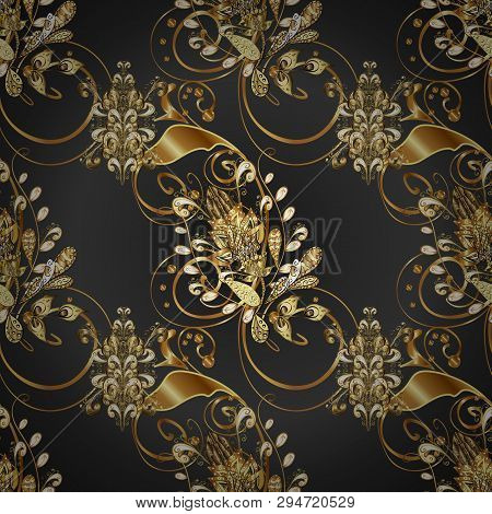 Vector - Stock. Seamless Gentle, Spring On Beige, Gray And Brown Colors. Modern Stylish Texture.