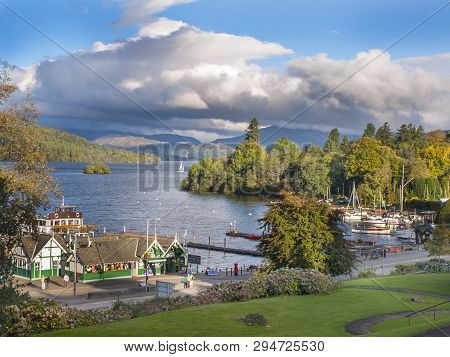 Bowness In Windermere Looking Over The Lake Windermere And Showing The Landing Stages And Ticket Off
