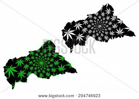 Central African Republic - Map Is Designed Cannabis Leaf Green And Black, Central African Republic (