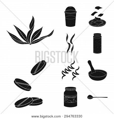 Vector Design Of Grass And Natural Sign. Set Of Grass And Seaweed Stock Vector Illustration.