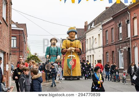 Wattrelos,france-april 07,2019:  Carnival,festival And People In Wattrelos In The North Of France.ca