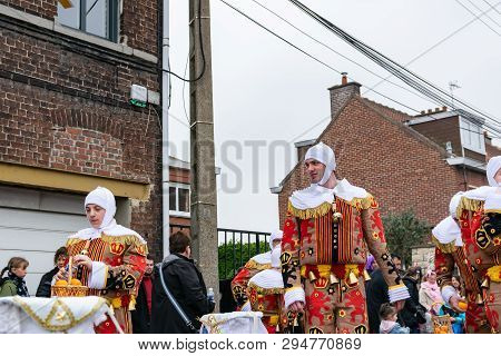 Wattrelos,france-april 07,2019:  Carnival,festival And People In Wattrelos In The North Of France.ca