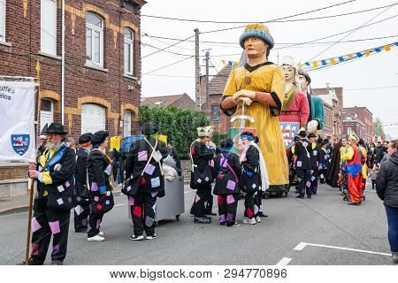 Wattrelos,france-april 07,2019:  Carnival,festival And People In Wattrelos In The North Of France.ca