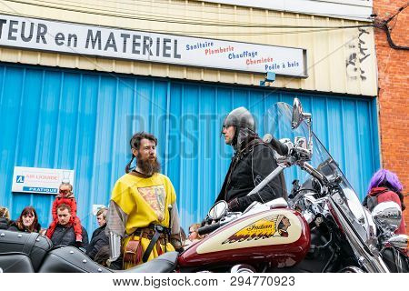 Wattrelos,france-april 07,2019:  Carnival,festival And People In Wattrelos In The North Of France.ca