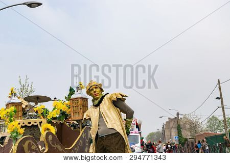 Wattrelos,france-april 07,2019:  Carnival,festival And People In Wattrelos In The North Of France.ca