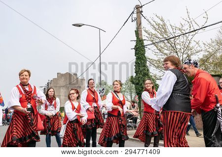 Wattrelos,france-april 07,2019:  Carnival,festival And People In Wattrelos In The North Of France.ca
