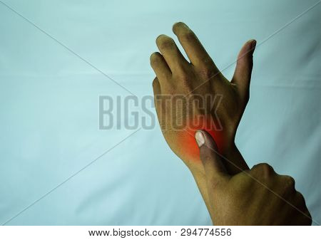 Suffering Relieving Repetitive Strain Injury On White Bakground