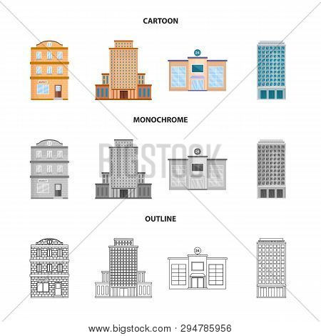 Vector Design Of Municipal And Center Symbol. Set Of Municipal And Estate   Vector Icon For Stock.