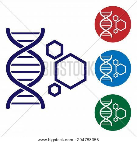 Blue Genetic Engineering Icon Isolated On White Background. Dna Analysis, Genetics Testing, Cloning,