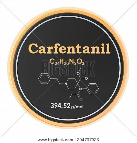 Carfentanil Or Carfentanyl. Chemical Formula, Molecular Structure. 3d Rendering Isolated On White Ba