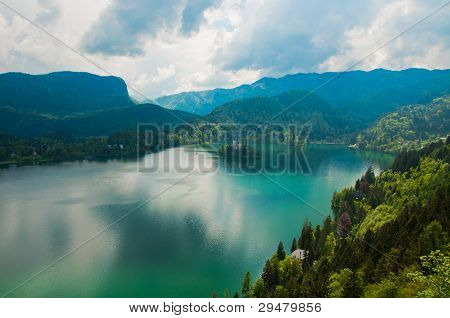 Chiesa sull'isola, lago Bled, Slovenia