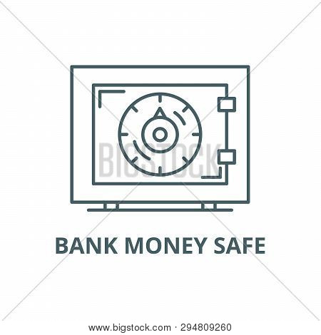 Bank Money Safe Line Icon, Vector. Bank Money Safe Outline Sign, Concept Symbol, Flat Illustration