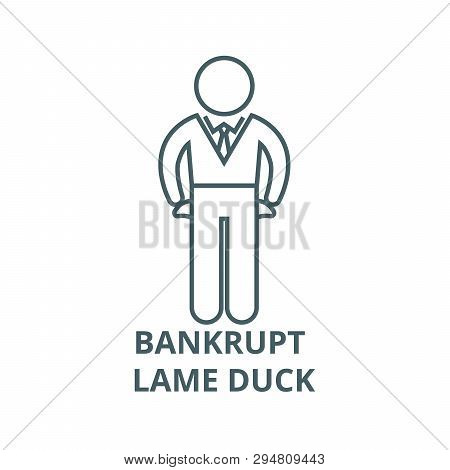 Bankrupt, Lame Duck Line Icon, Vector. Bankrupt, Lame Duck Outline Sign, Concept Symbol, Flat Illust