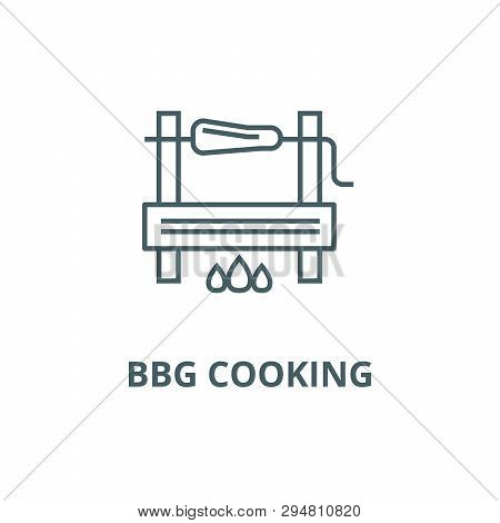 Bbg Cooking Line Icon, Vector. Bbg Cooking Outline Sign, Concept Symbol, Flat Illustration