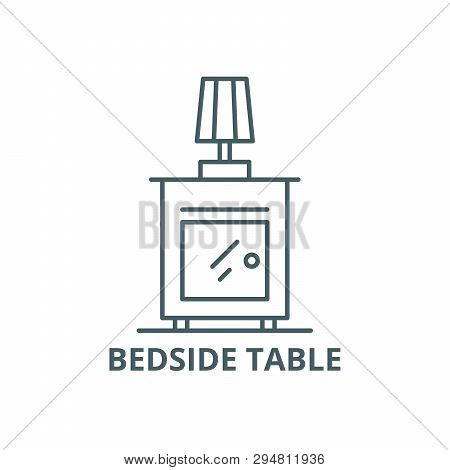 Bedside Table Line Icon, Vector. Bedside Table Outline Sign, Concept Symbol, Flat Illustration