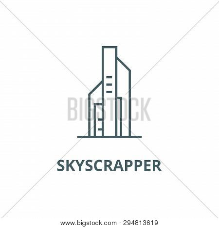 Big Skyscrapper Line Icon, Vector. Big Skyscrapper Outline Sign, Concept Symbol, Flat Illustration