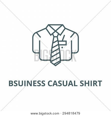 Bsuiness Casual Shirt Line Icon, Vector. Bsuiness Casual Shirt Outline Sign, Concept Symbol, Flat Il