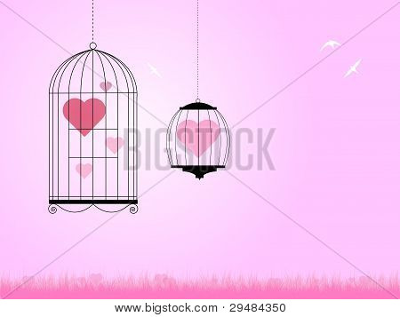 coeur en cages à oiseaux