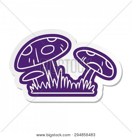 cartoon sticker of a toad stool