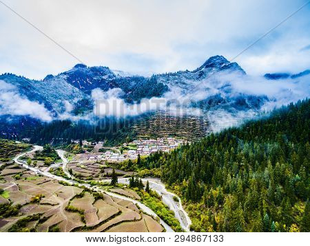 Aerial View Scenery Of Zhagana In Gannan, Chinese Gansu