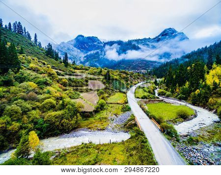 Aerial View Scenery Of Zhagana In Gannan, Chinese Gansu