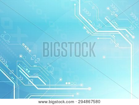 Blue Technology Circuit Cyber Digital Abstract Background Vector Design.