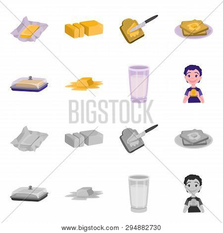Isolated Object Of Creamy And Product Icon. Set Of Creamy And Farm Stock Vector Illustration.