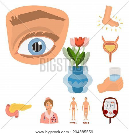 Vector Illustration Of Mellitus And Diabetes Logo. Set Of Mellitus And Diet Stock Symbol For Web.