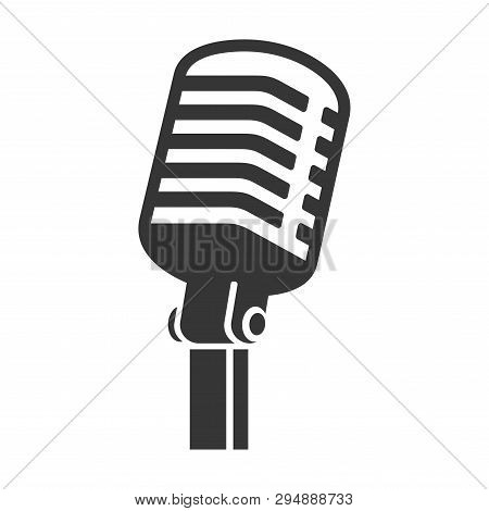 Old Style Vintage Microphone Icon On White Background. Vector