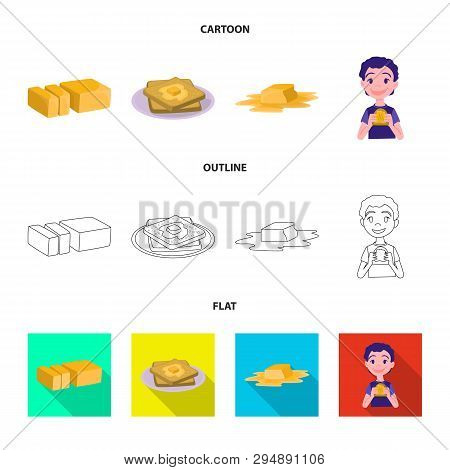 Vector Design Of Creamy And Product Sign. Set Of Creamy And Farm Stock Vector Illustration.