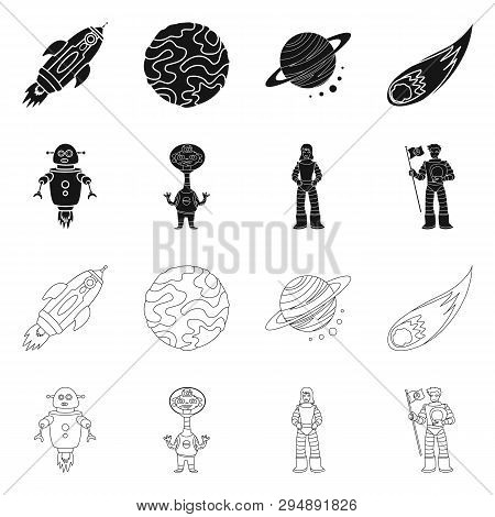 Vector Design Of Astronomy And Technology  Icon. Collection Of Astronomy And Sky Vector Icon For Sto