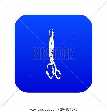 Big Medical Scissors Icon Blue Vector Isolated On White Background