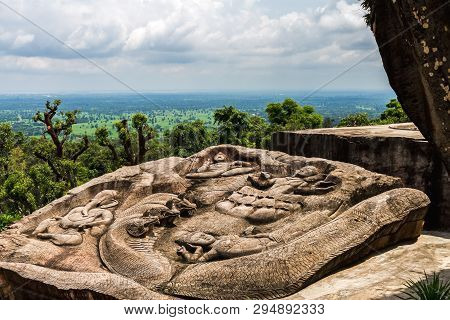 Golden Pagoda Sculpture,stone Carving At Wat Tham Pha Daen.sakon Nakhon,thailand( Generality In Thai
