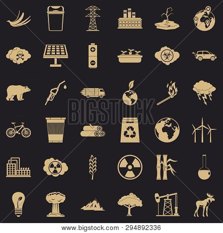 Protection Of Ecology Icons Set. Simple Style Of 36 Protection Of Ecology Vector Icons For Web For A