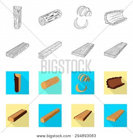 Vector Illustration Of Tree   And Raw  Logo. Set Of Tree   And Construction Vector Icon For Stock.
