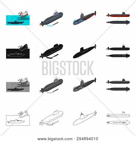 Vector Design Of War  And Ship Icon. Set Of War  And Fleet Vector Icon For Stock.