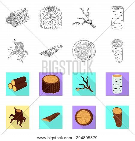 Vector Design Of Tree   And Raw  Icon. Set Of Tree   And Construction Vector Icon For Stock.
