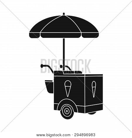 Vector Design Of Cart And Parasol Icon. Set Of Cart And Sunshade Stock Symbol For Web.